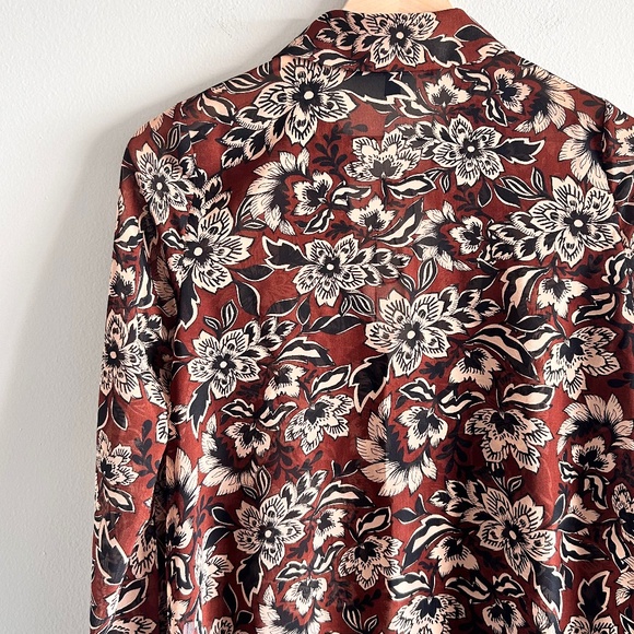 For Love & Lemons Gracie Blouse | Brown & Cream Floral | Size XS - Picture 11 of 14